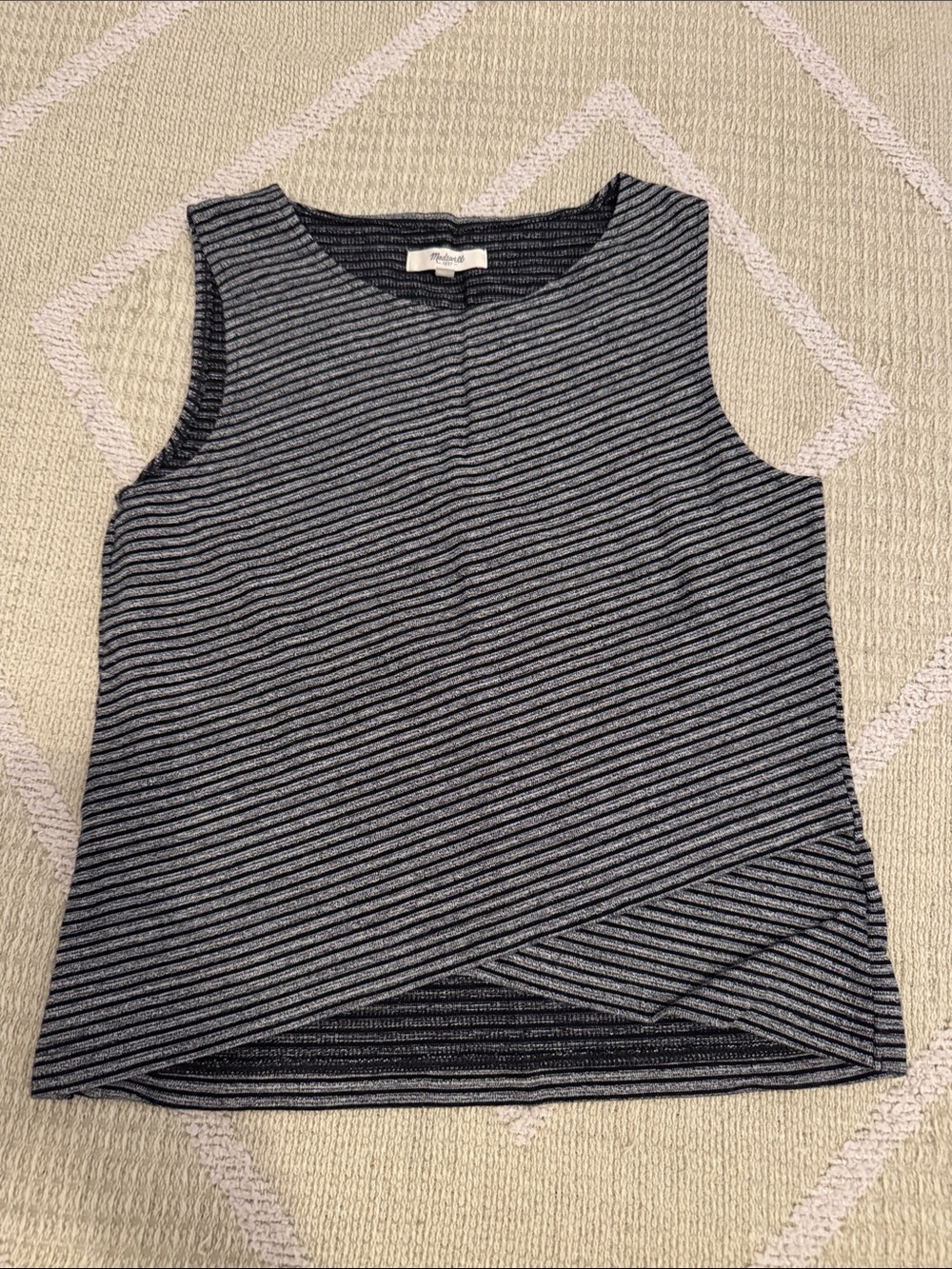Madewell 1937 Gray Black Striped Sleeveless Knit Top XS